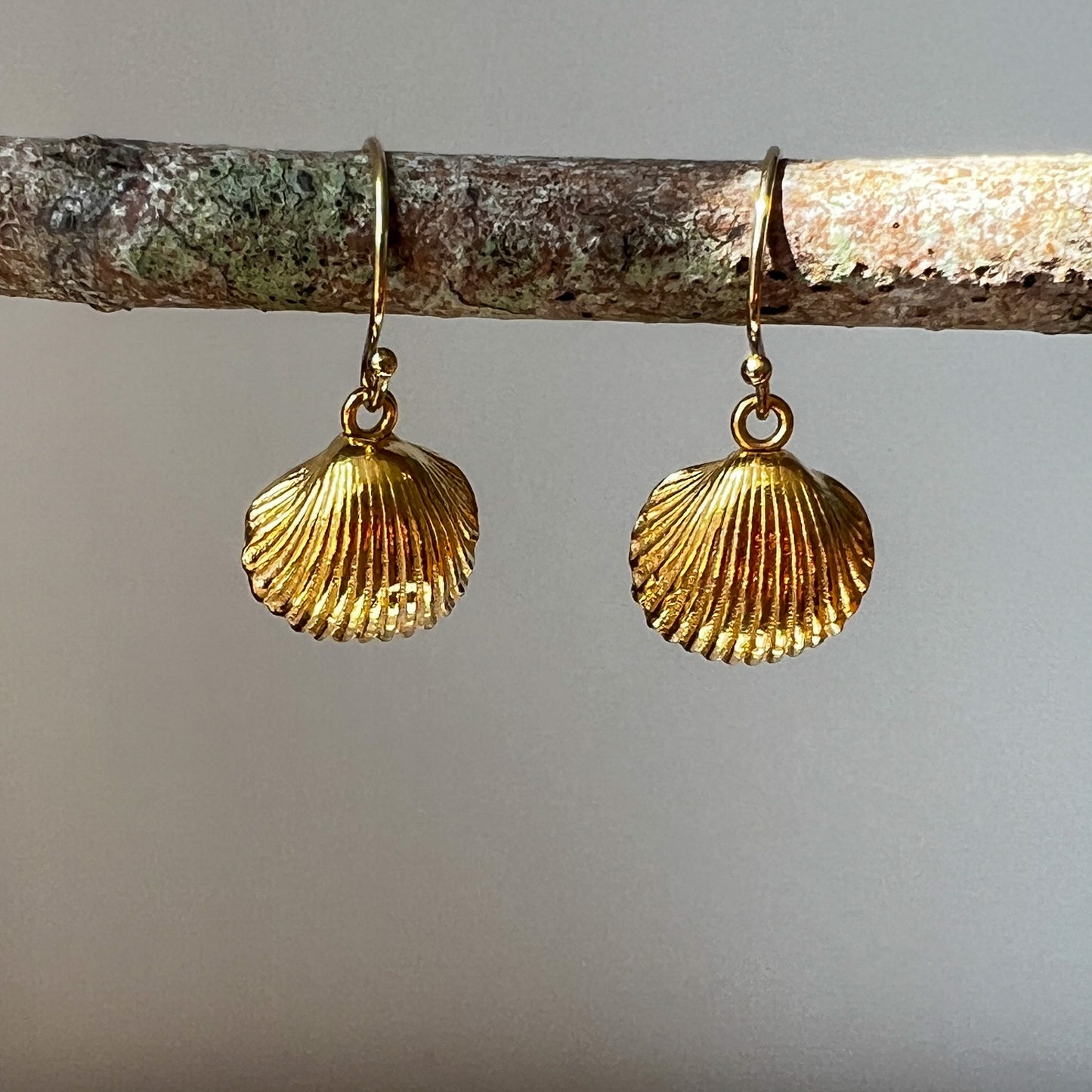 Handmade gold cockle shell earrings - Iris & Lolli