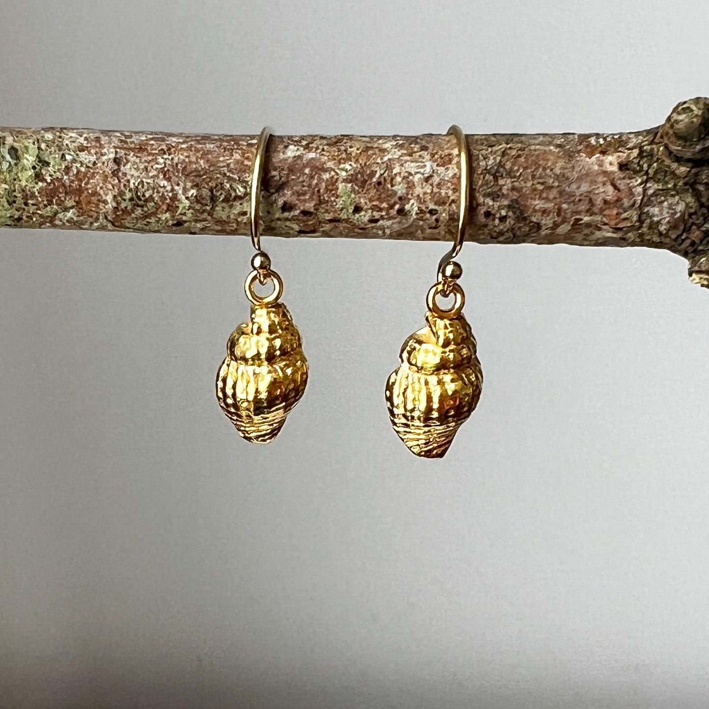 Handmade gold dainty shell earrings - Iris & Lolli