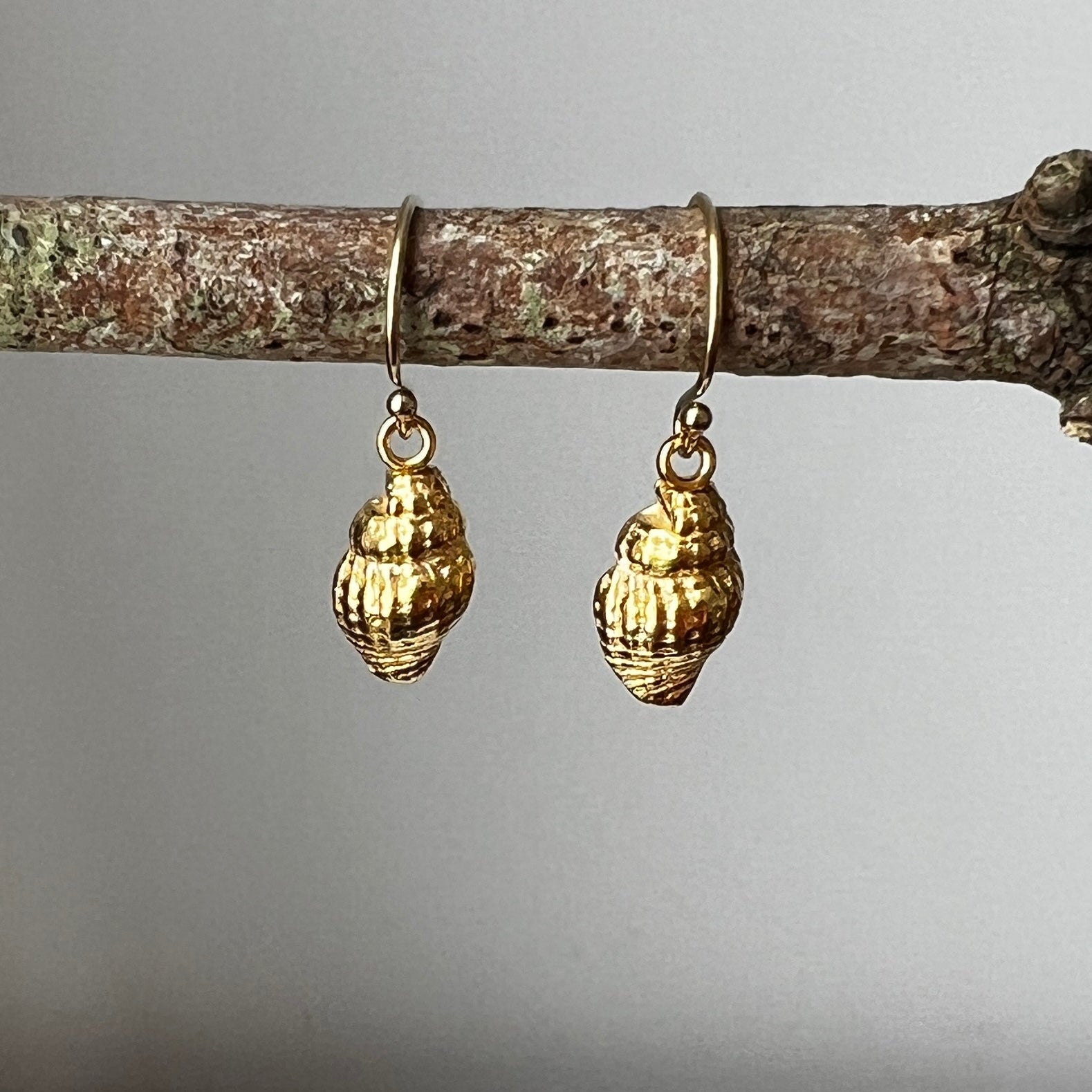 Handmade gold dainty shell earrings - Iris & Lolli