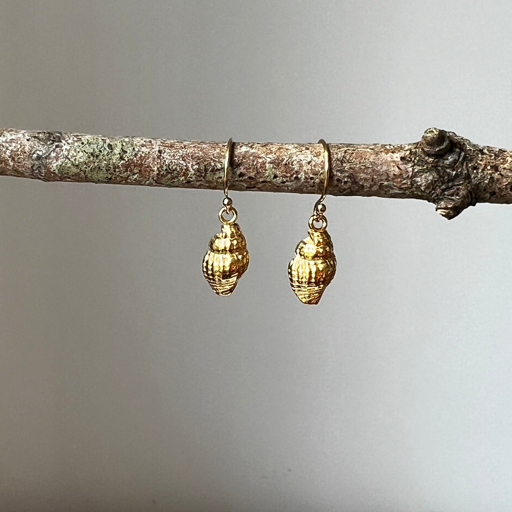 Handmade gold dainty shell earrings - Iris & Lolli