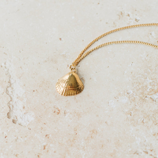 Handmade gold cockle shell necklace - Iris & Lolli