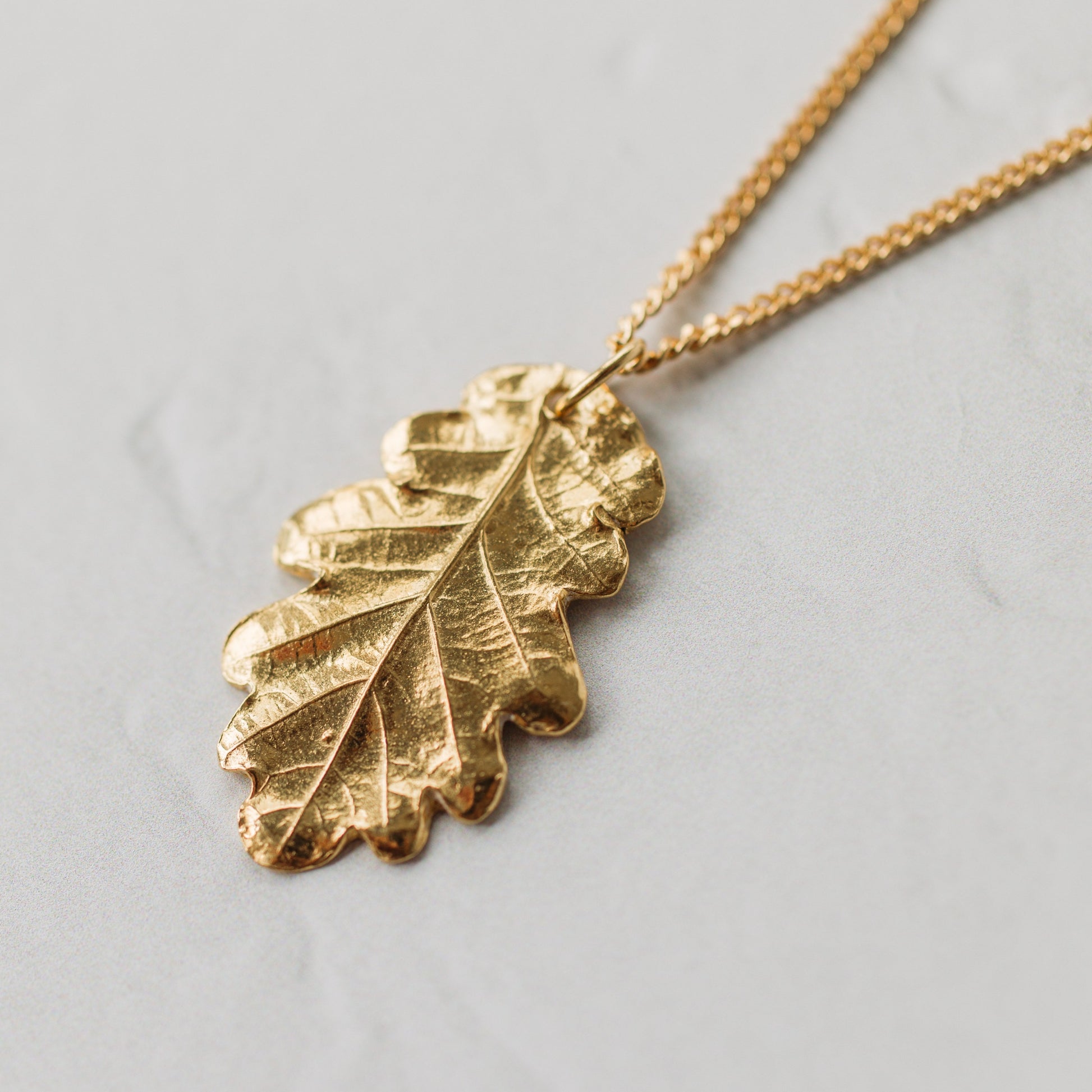 Handmade gold oak leaf necklace - Iris & Lolli