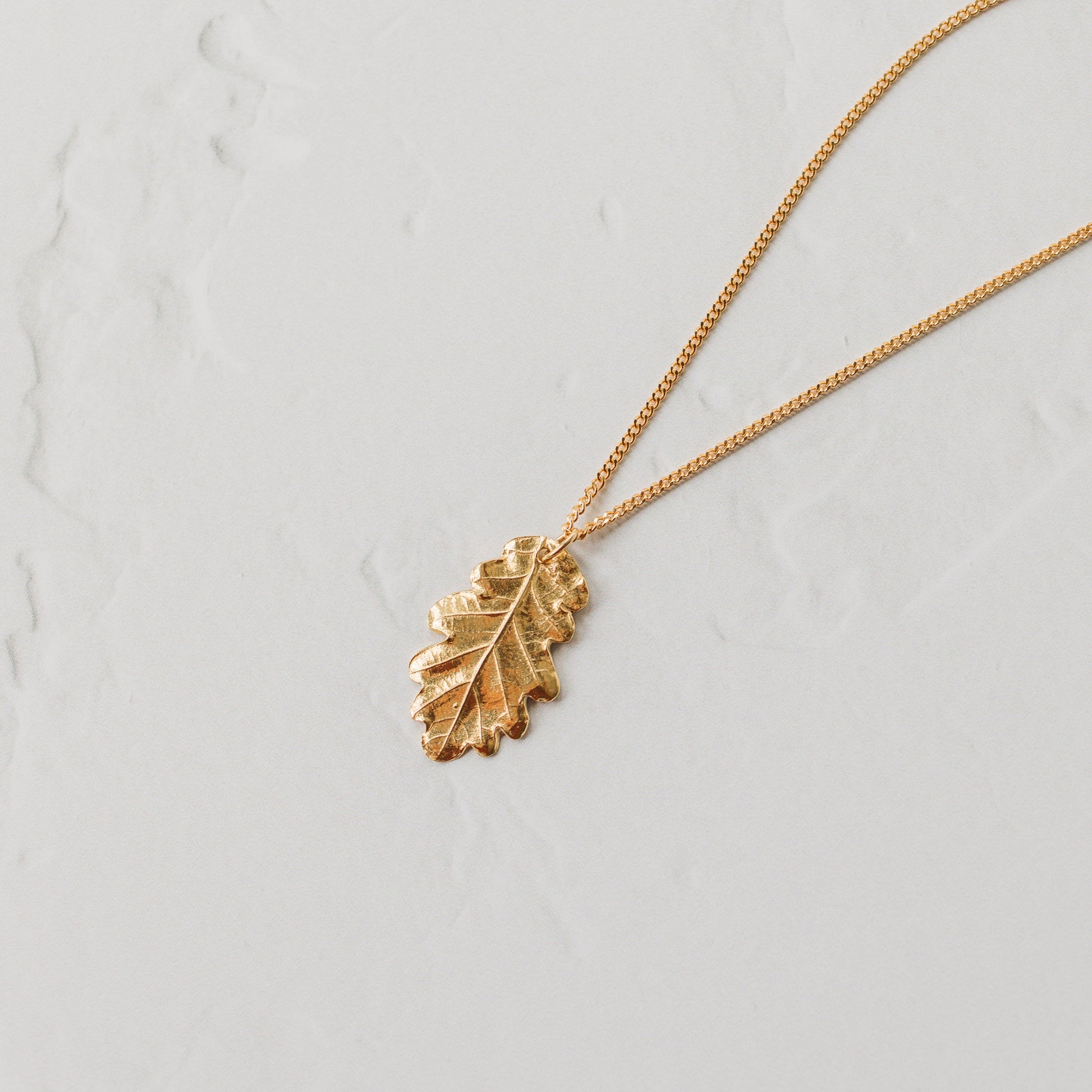 Handmade gold oak leaf necklace - Iris & Lolli