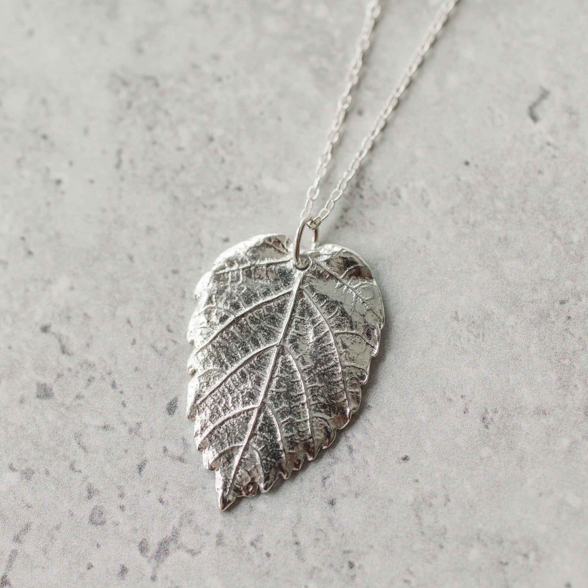 Handmade silver hazel leaf necklace - Iris & Lolli