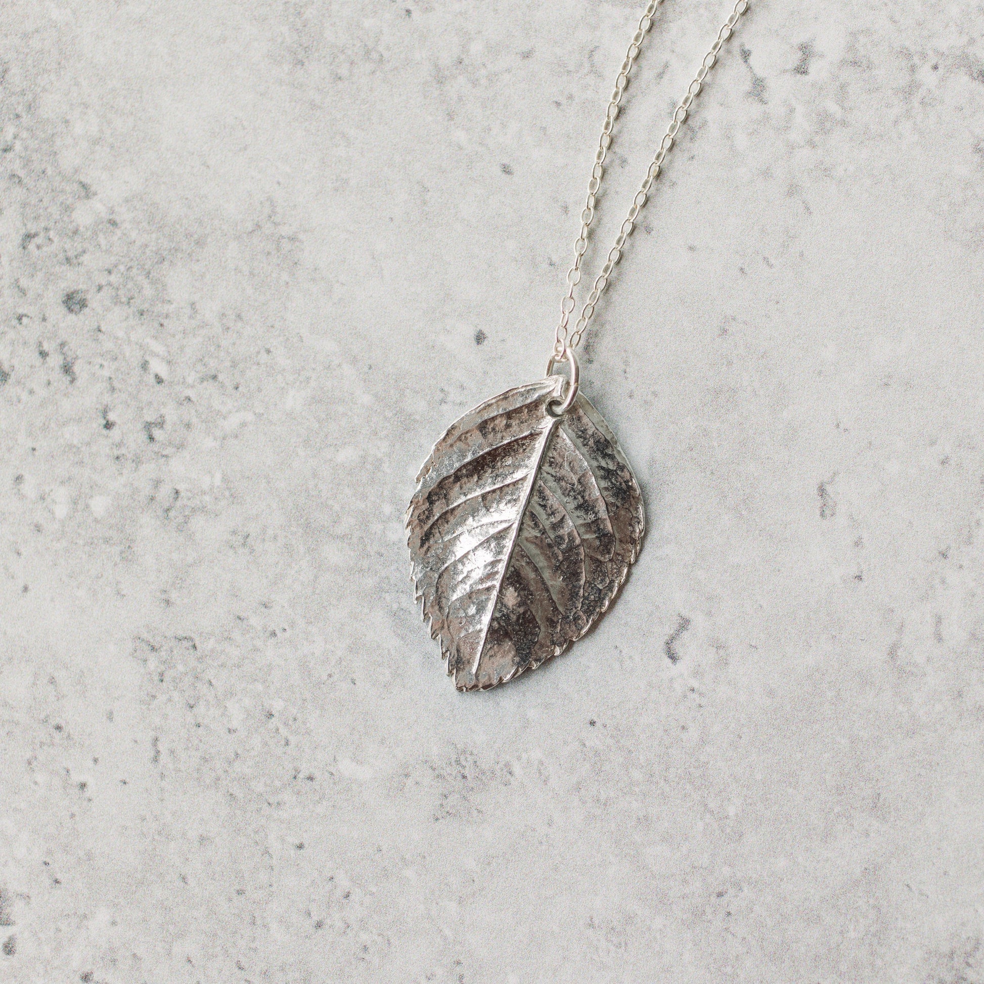 Handmade silver rose leaf necklace - Iris & Lolli