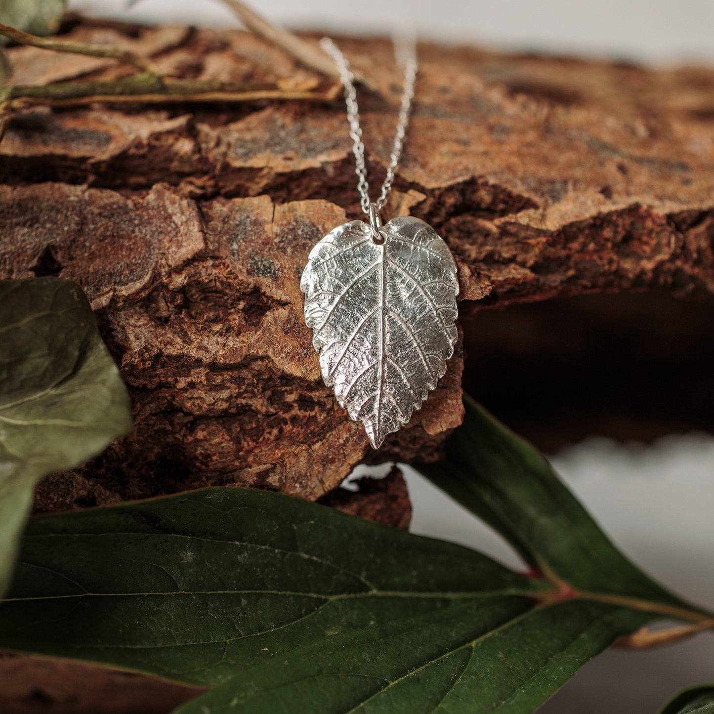 Handmade silver hazel leaf necklace - Iris & Lolli