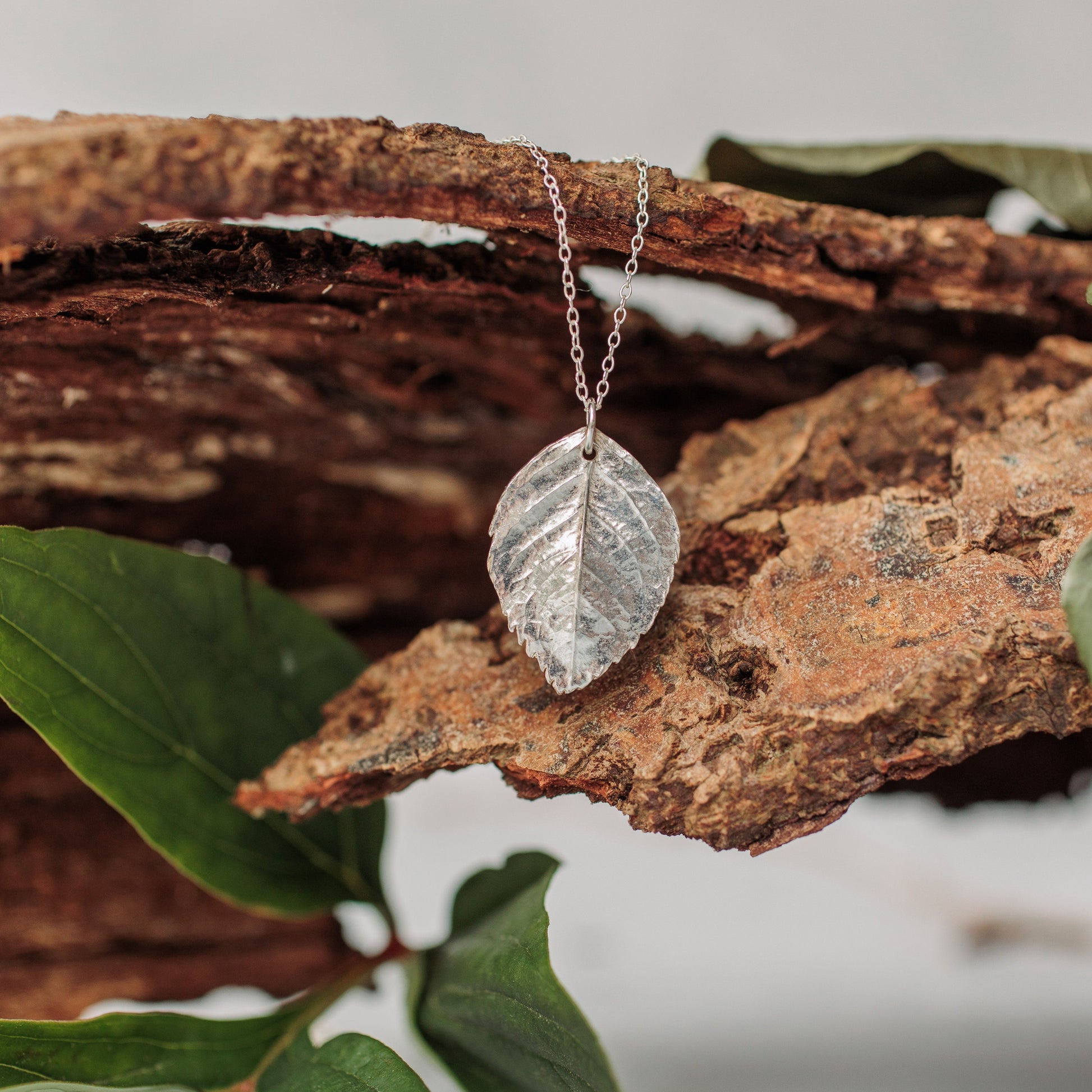 Handmade silver rose leaf necklace - Iris & Lolli