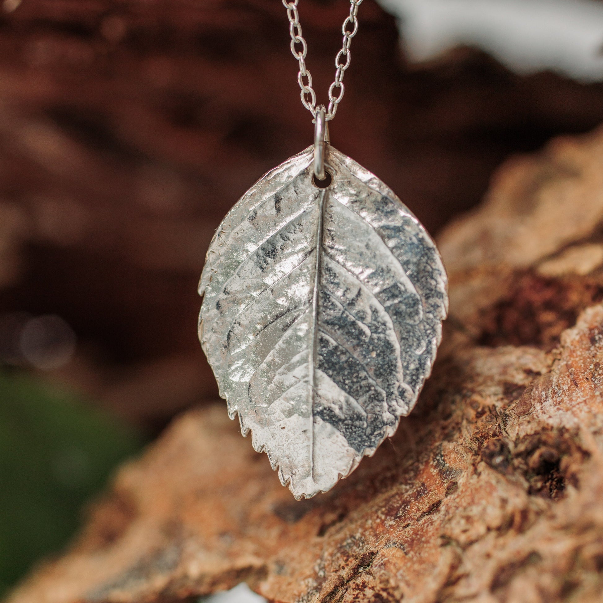 Handmade silver rose leaf necklace - Iris & Lolli