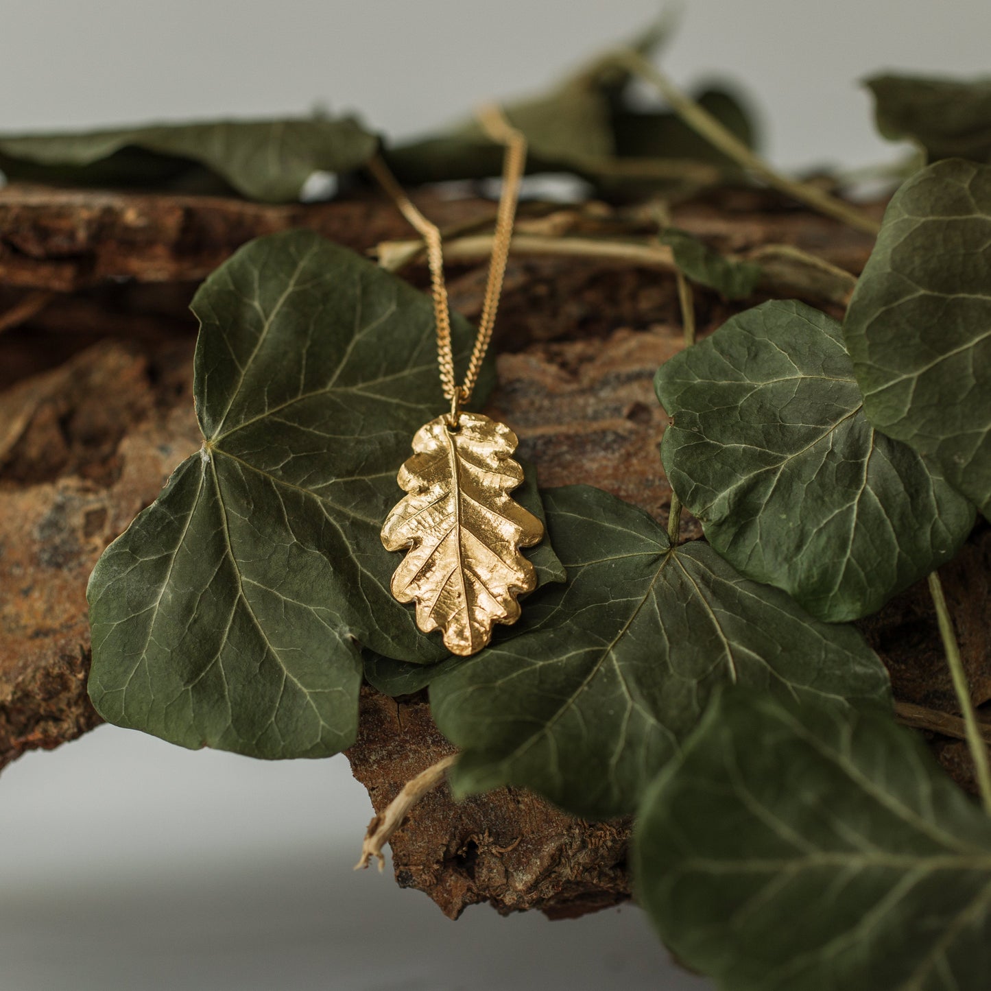 Handmade gold oak leaf necklace - Iris & Lolli