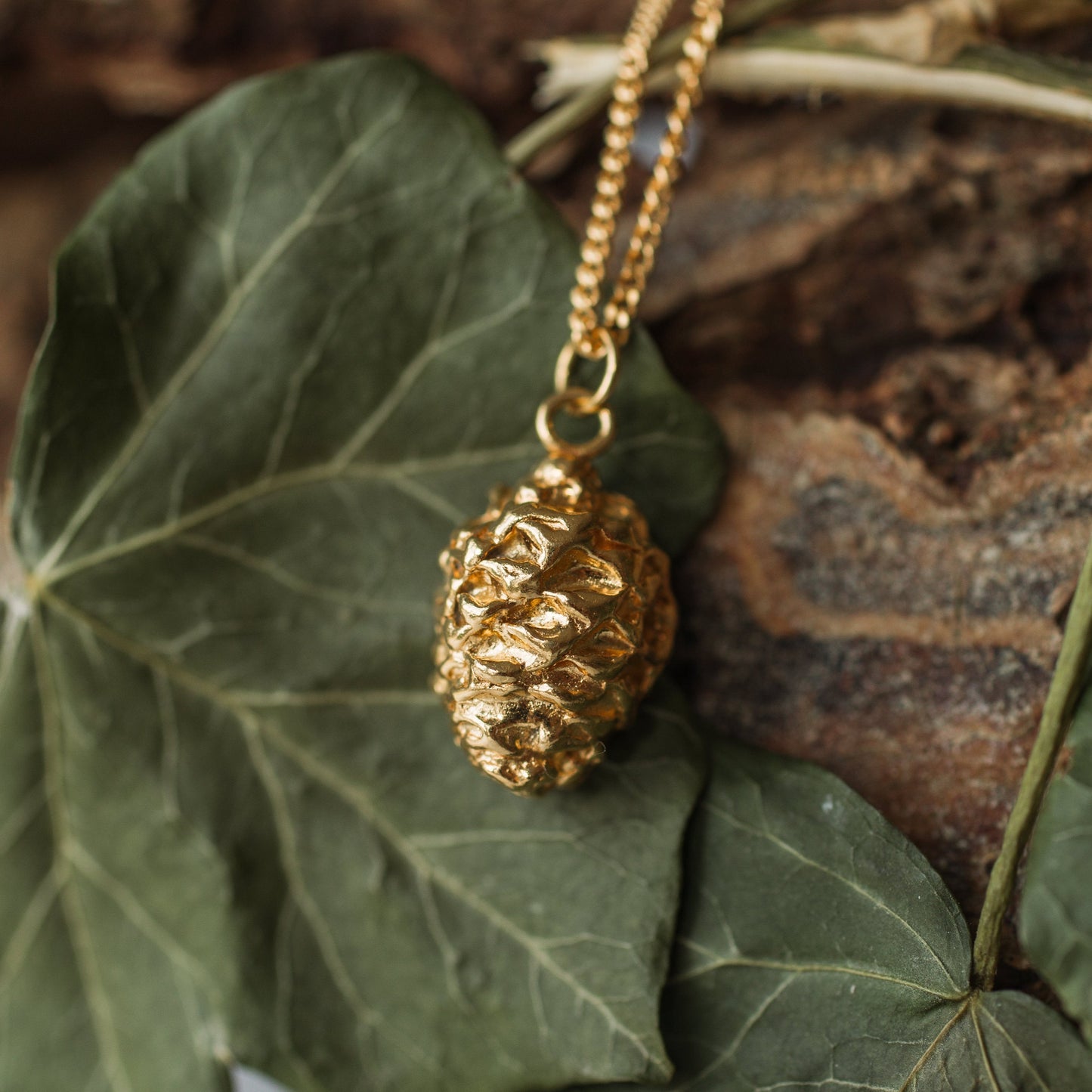 Gold Pinecone Necklace