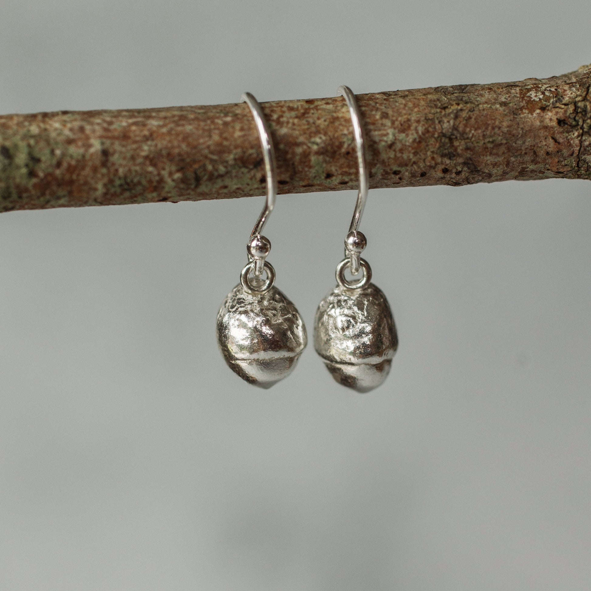 Handmade silver baby acorn earrings - Iris & Lolli