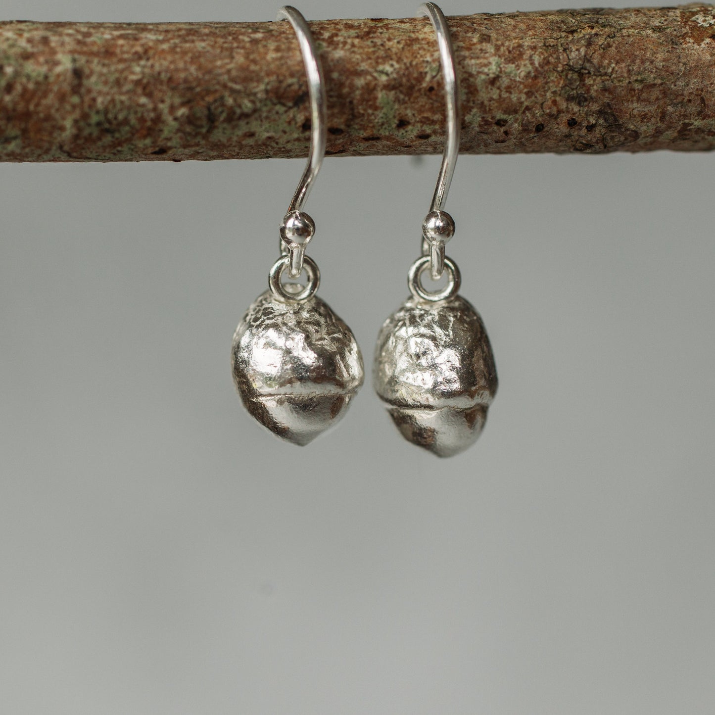 Handmade silver baby acorn earrings - Iris & Lolli