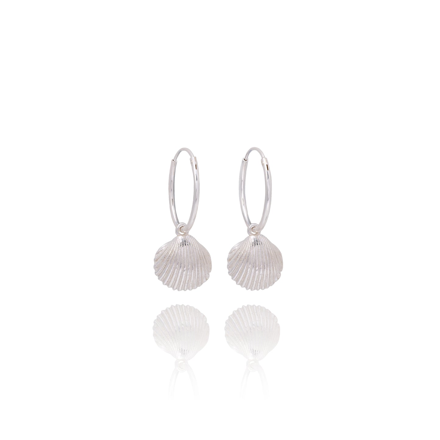 Handmade silver cockle shell earrings