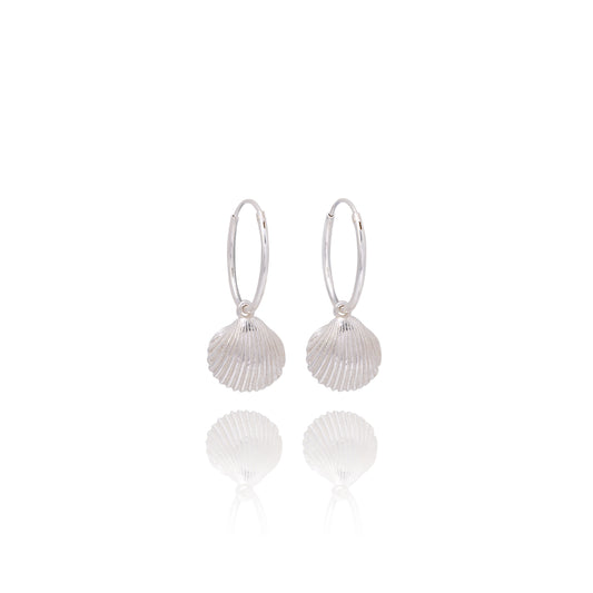 Handmade silver cockle shell earrings