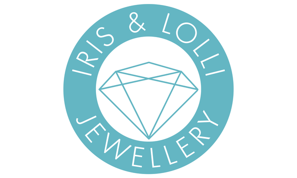 Iris and Lolli Logo - a drawing of a diamond inside a circle saying Iris & Lolli Jewellery