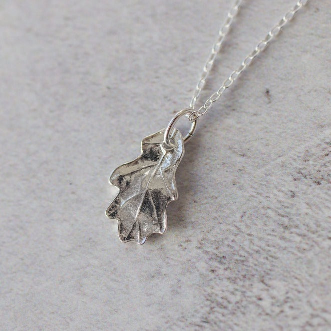 Handmade Baby Oak Leaf silver necklace - Iris & Lolli