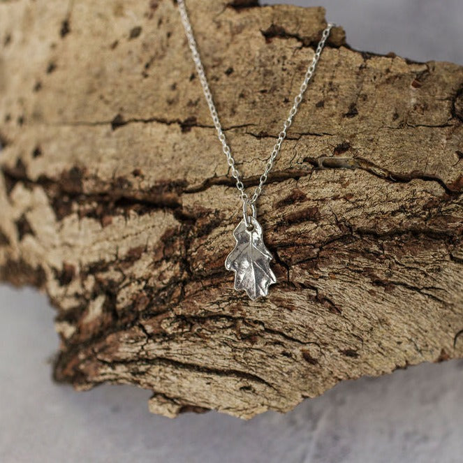 Handmade Baby Oak Leaf silver necklace - Iris & Lolli