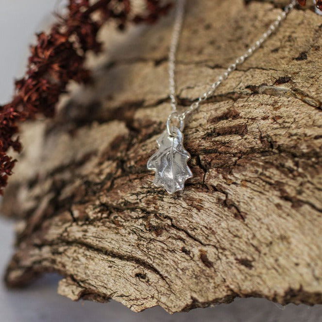 Handmade Baby Oak Leaf silver necklace - Iris & Lolli