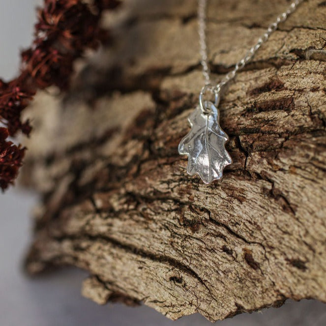 Handmade Baby Oak Leaf silver necklace - Iris & Lolli