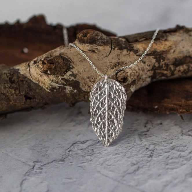 Handmade Silver Mint Leaf Necklace - Iris & Lolli