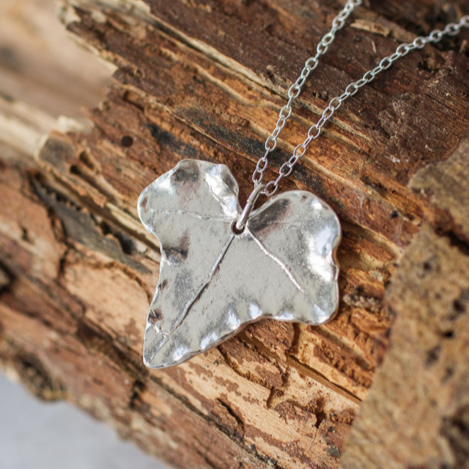 Handmade Large Silver Ivy Leaf Necklace - Iris & Lolli